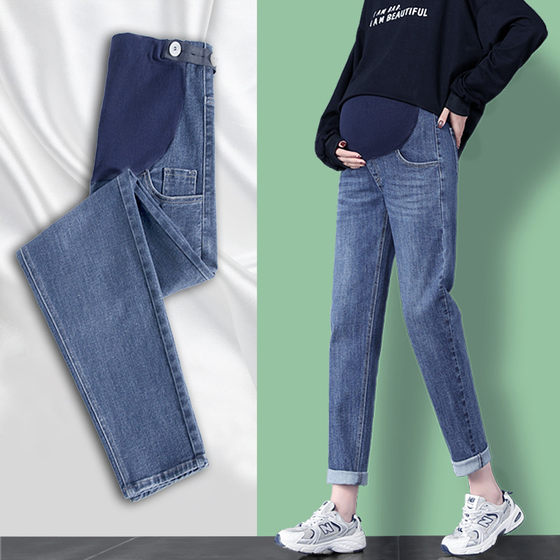 Pregnant women's pants in spring and autumn, wearing leggings, trousers, autumn and winter, plus velvet, J-thick small, nine-point dad pants, denim
Pregnant women's pants in spring and autumn, wearing leggings, trousers, autumn and winter, plus velvet, J-thick small, nine-point dad pants, denim
