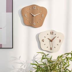 Japanese clock simple wall clock living room home cartoon cute creative silent wooden Nordic clock wall hanging watch