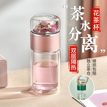 LocknLock Internet celebrity water cup womens summer glass high-end portable office tea cup tea water separation cup