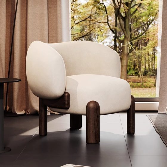 Light luxury solid wood single sofa chair designer living room balcony bedroom internet celebrity leisure chair Tuoji style mid-year old single chair Light luxury solid wood single sofa chair designer living room balcony bedroom internet celebrity leisure chair Tuoji style mid-year old single chair