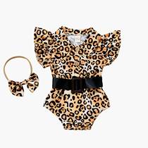 Baby Summer Rompers Headband Toddler Newborn Baby Girls Leop
