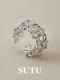Sutu Sutu 링 중공 조각 925 Silver Light Light Luxury High-End Open Ring Tail Ring Niche Design Jewelry Sutu Sutu 링 중공 조각 925 Silver Light Light Luxury High-End Open Ring Tail Ring Niche Design Jewelry