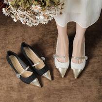 1578-6 French style small style color matching internet celebrity high heels design niche style single shoes with genuine leather