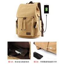 Fanbu travel bag retro mens backpack casual backpack mens trendy large-capacity computer bag college student bag