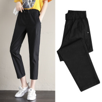 Casual pants children loose spring and autumn 2021 new thin and wild radish Harun small black nine-point straight tube