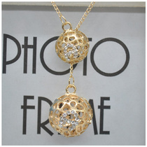 New Fashion Ladies Elegant Double Golden Hollow Ball Pendant