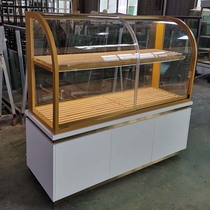 Spot side cabinet bakery cabinet new high-end titanium-plated stainless steel arc-shaped island cake model cabinet glass display