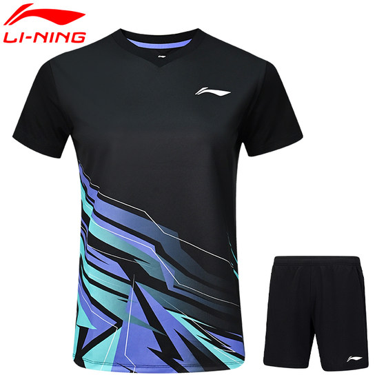 Li Ning Club 시리즈 배드민턴 의류 세트 여성을위한 새로운 빠른 건조 짧은 슬리브 반바지 경쟁 상위 AATV014 Li Ning Club 시리즈 배드민턴 의류 세트 여성을위한 새로운 빠른 건조 짧은 슬리브 반바지 경쟁 상위 AATV014