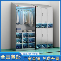 Customized stainless steel employee locker disinfection wardrobe sloped roof dust-free purification workshop locker locker room with multiple doors