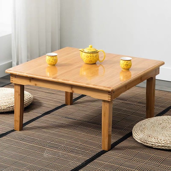 Kang table folding table Japanese bay window table kang table square table tatami coffee table household simple small table simple bamboo wood Kang table folding table Japanese bay window table kang table square table tatami coffee table household simple small table simple bamboo wood