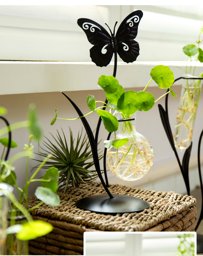 创意小花瓶透明摆件清新玻璃房间简约现代装饰插花容器绿萝水培中