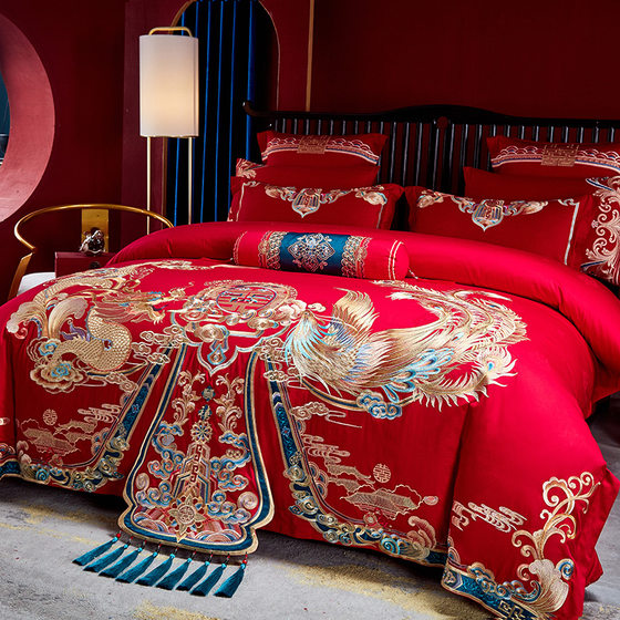 Roland Life 120 high-end long-limit cotton wedding bedding products dragon and phoenix big red four-piece set
Roland Life 120 high-end long-limit cotton wedding bedding products dragon and phoenix big red four-piece set
