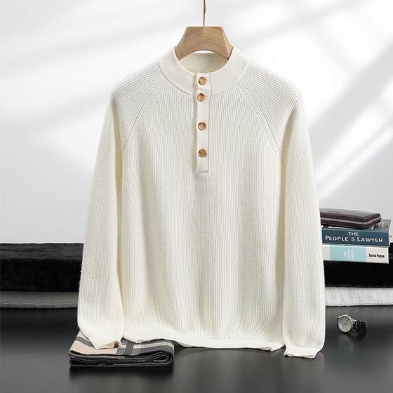 Huang Rong Shijia Men's heavy thickened 100% pure cashmere sweater pullover sweater business knitted base shirt Huang Rong Shijia Men's heavy thickened 100% pure cashmere sweater pullover sweater business knitted base shirt