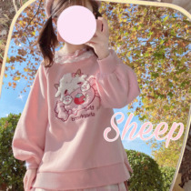 Spot original girly sweater Cute little sheep embroidery does not pour velvet soft sister jk grid skirt top