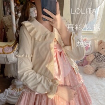 Spot LOLITA THIN cardigan inside sweater gentle wind milk tea milk apricot color pleated base sweater