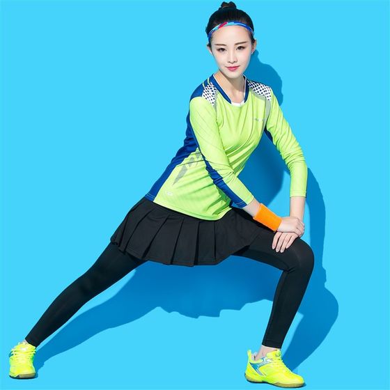 가을과 겨울 배드민턴 유니폼 긴 I- 소매 정장 남성과 여성 빠른 건조 통기성 바지 9 포인트 스커트 및 바지 정장 스포츠 테니스 가을과 겨울 배드민턴 유니폼 긴 I- 소매 정장 남성과 여성 빠른 건조 통기성 바지 9 포인트 스커트 및 바지 정장 스포츠 테니스