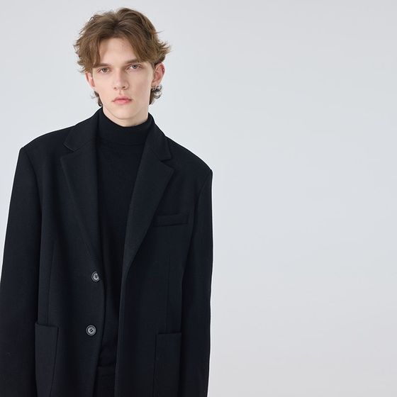 2024 Winter Black Suit 남자 느슨한 양모 스타일 레트로 캐주얼 한국 W 버전 작은 정장 남성 겉옷 2024 Winter Black Suit 남자 느슨한 양모 스타일 레트로 캐주얼 한국 W 버전 작은 정장 남성 겉옷