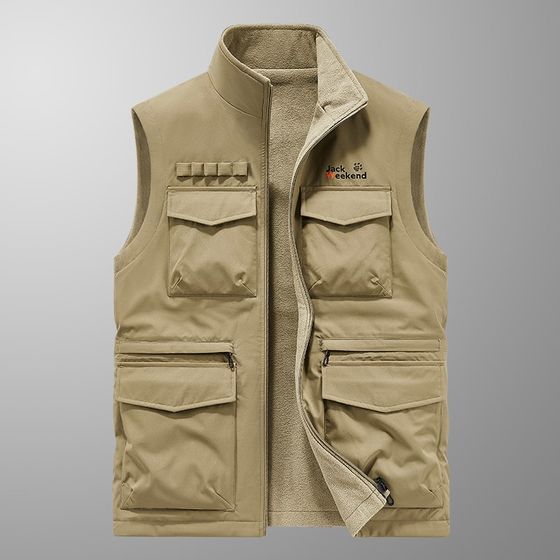 Cotton vest men's winter plus velvet and warm vest multi -pockets, lamb cashmere horses, thickened large size, shoulder jacket Cotton vest men's winter plus velvet and warm vest multi -pockets, lamb cashmere horses, thickened large size, shoulder jacket