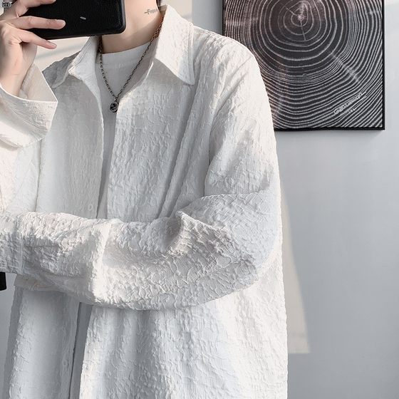 White drooping shirt men's long-sleeved fashion brand ins handsome high-end light luxury shirt large size men's autumn jacket
White drooping shirt men's long-sleeved fashion brand ins handsome high-end light luxury shirt large size men's autumn jacket