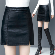 High waisted leather skirt women 2020 new autumn Korean slim a short skirt fashion slim puleather hip skirt