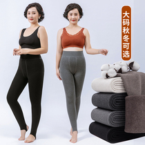 Middle-aged mothers gain weight and increase size bottom pants 200 pounds of spring and autumn fat mm winter velvet warm cotton pants