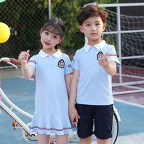 Summer primary school class uniform cotton short sleeve long skirt school uniform graduation photo suit chorus performance kindergarten Garden uniform