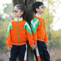 Cotton childrens school uniform kindergarten sports suit orange spring and autumn dress first grade primary school class uniforms