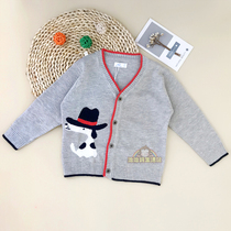 Moisturizing new boy sweater jacket for baby spring and autumn male baby knit V collar cardio-woolen sweater