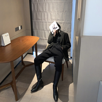 Black drawstring loose sweatpants womens autumn and winter thickened feet Harun plus velvet knitted trousers waist casual pants