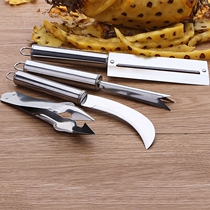 Stainless steel pineapple fruit knife set peeler to eye three fork cane knife pineapple eye to remove fork banana machete