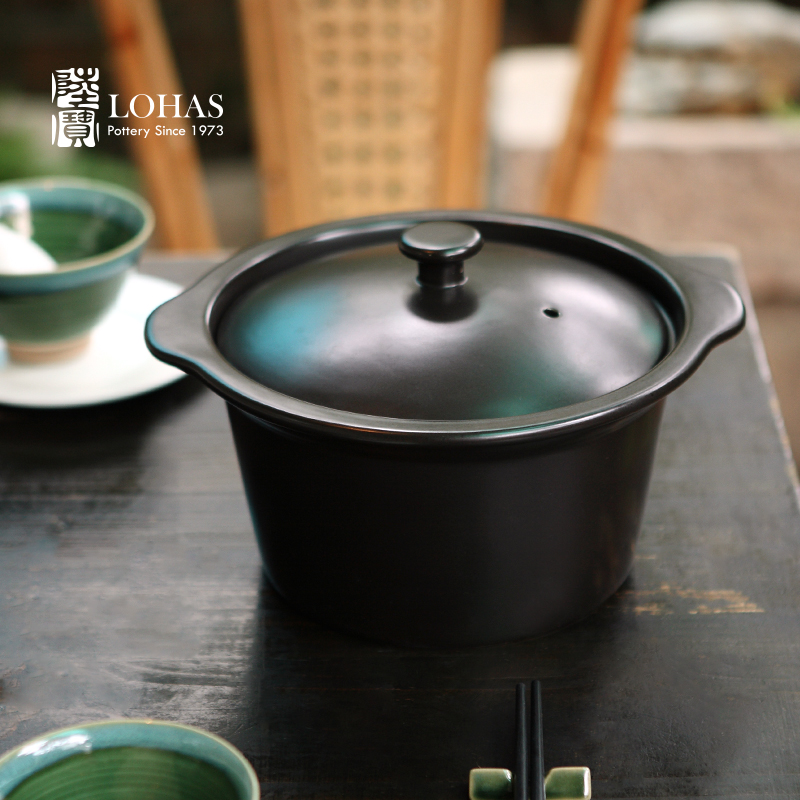 Taiwan lupao earthenware pot stewed soup pot round ears healthy high - temperature ceramic casserole stew stewed bird 's nest