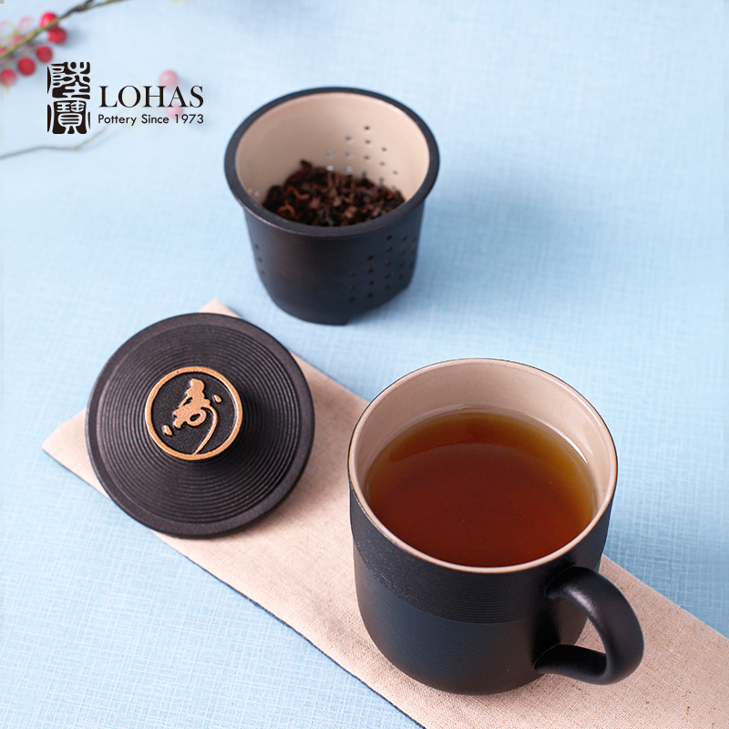 Taiwan lupao ceramic tea set golden monkey cover cup with lattice filter cup tea cups and elegant cup tea gifts