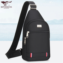 Seven Wolves Chest Bag Men Casual Small Backpacks Canvas Boomer Oxford Bunbag Skew Cross Mens Bag Single Shoulder Diagonal Satchel Bag