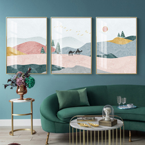Living room decoration painting Nordic ins Wind sofa background wall painting literary and hipster triptoric painting landscape painting hanging painting