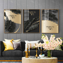 Nordic entrance decorative painting sofa background wall triple painting black gold plant hanging painting modern simple restaurant mural