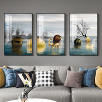 Nordic living room decorative painting modern simple sofa background wall triple hanging painting light luxury style wall painting restaurant mural