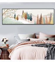 Bedroom bedside decorative painting four seasons scenery Nordic childrens room hanging painting hipster hand-painted illustration horizontal living room painting