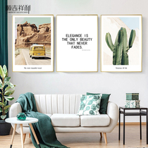 Travel Nordic living room decorative painting ins style triple hanging painting landscape sea mural sofa background wall oil painting