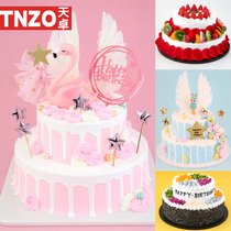Cake model cartoon angel doll simulation double-layer birthday cake model Net red fiery bird cake model
