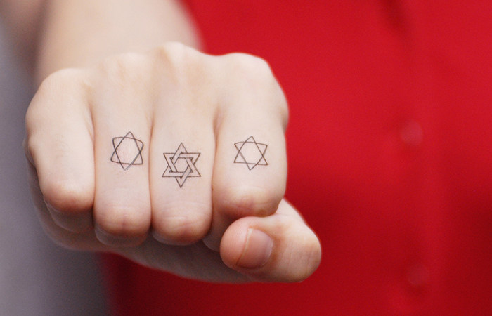 【patoo怕痛】原创防水纹身贴六芒星 hexagram 黑白 创意礼品