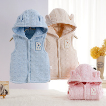 Baby vest autumn and winter thickened mens and womens baby vest padded children warm newborn horse clip hooded winter section