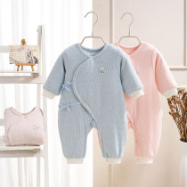 Newborn baby one-piece cotton spring and autumn padded newborn 0-3 6 months baby hayi plus cotton climbing clothes to keep warm