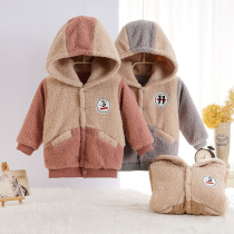 Baby autumn and winter cotton coat quilted jacket jacket Boy and girl velvet padded warm clothes 1-2 years old 3 children out of clothing