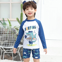 Childrens swimsuit boy split body sunscreen quick-drying baby child swimsuit set middle child long sleeve 2021 summer
