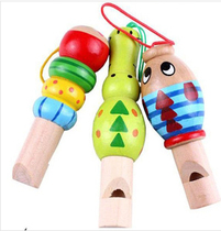 Childrens early education wooden whistle toy cartoon animal fish-shaped playing musical instrument mini whistle creative small toy