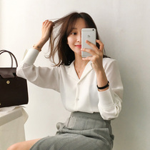 Hong Kong Tide Card Fashion Internet Red Long Sleeve Shirt Woman 2022 Chunqiu New Womens Clothing Light Cooked OL Professional Snowspun Shirt