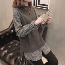 Hong Kong Chao Brand Fake Two Wool Knitted Backing Shirt Women's 2022 Spring New Women's Loose Skinny Sweater Jacket