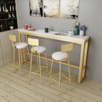 Nordic Creative Milk Tea Shop Bar Desk Top Table By Wall Strip Solid Wood Home High Foot Coffee Table Chairs Bar