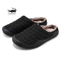 Crocodile cotton slippers men winter home warm casual shoes winter one foot Half Drag cotton shoes plus velvet mens shoes