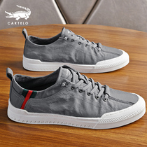 Crocodile shoes men's spring and autumn new men's one pedal canvas shoes autumn youth Joker trend board shoes Korean wave